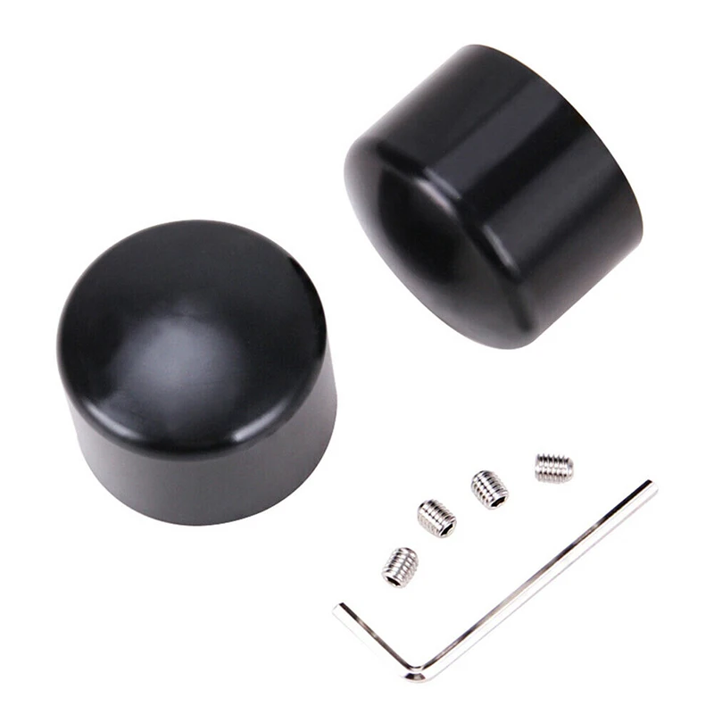 2x Black/Chrome Motorcycle Front Axle Nut Covers Caps Bolt Aluminum Fit For Harley Dyna Electra Glides Softail Sportster 2008-17