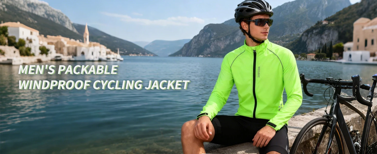 WOSAWE Herren Fahrrad-Windjacke Winddichte Wasserabweisende Mountainbike MTB-Bekleidung Reflektierende Lockere Fahrradjacke – Detail 4