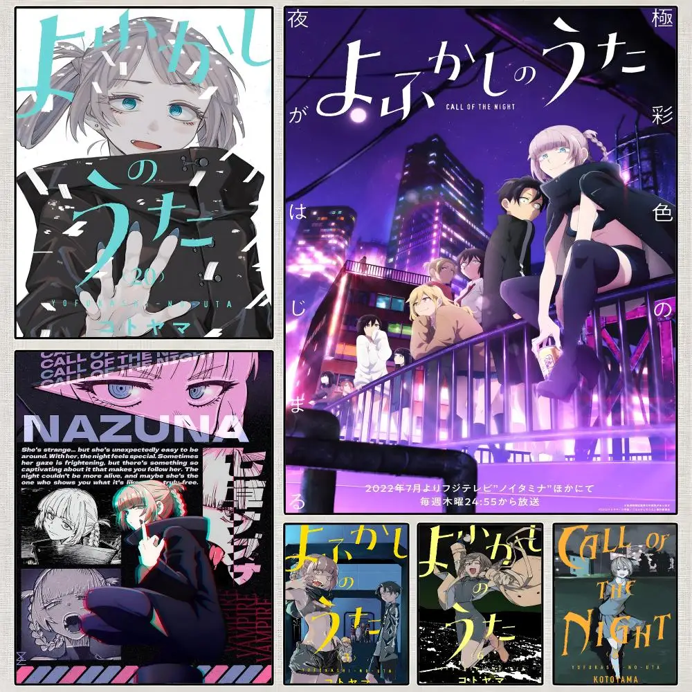 Anime Call Of The Night Nazuna Romance Poster PP Wall Art Print Removable Water-Resistant Home Decor for Bedroom Apartment Gift
