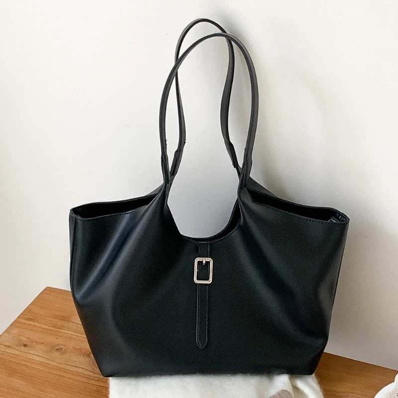 

2026New Large Capacity Soft Pu Leather Tote Bag Versatile Simple Fashion Commuter Shoulder Bag Office Lady Daily Use Sacs À Main