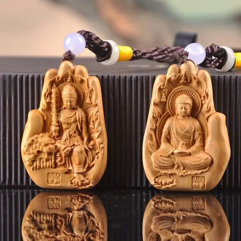 Huja Pendant bag Phone Charms Solid Wood Samantabhadra Bodhisattva Wood Carving Bergamot Eight Patron Saint Motionless Ming Wang