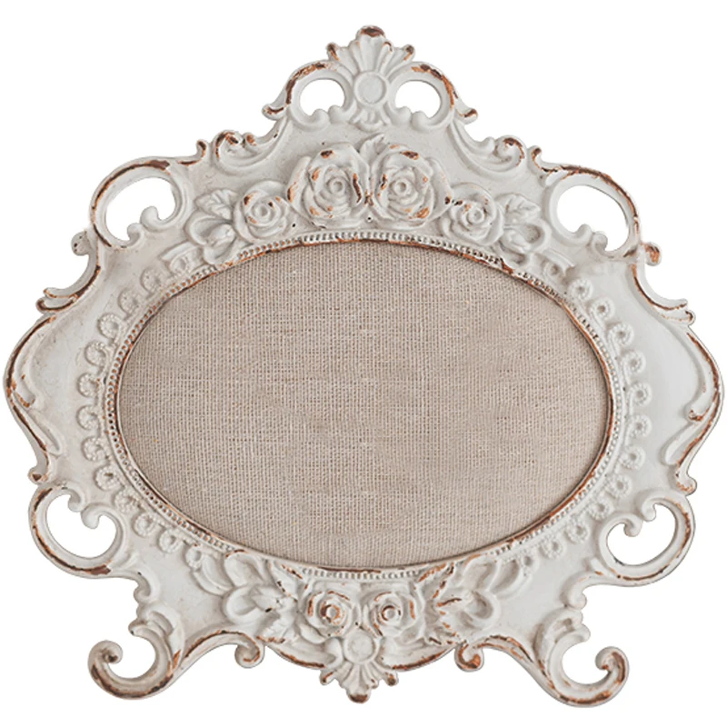 

Retro jewelry rack, desktop ornament, white antique old necklace, stud earrings, photo frame, jewelry rack.