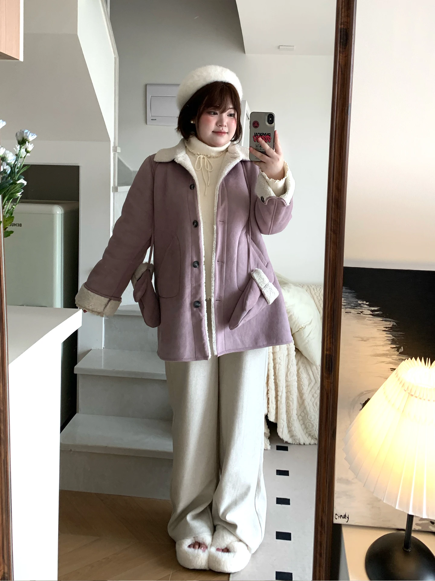 

Мягкая замшевая куртка с перчатками, осенне-зимняя, свободного кроя, универсальная, больших размеров, женская короткая верхняя одежда, простой стиль