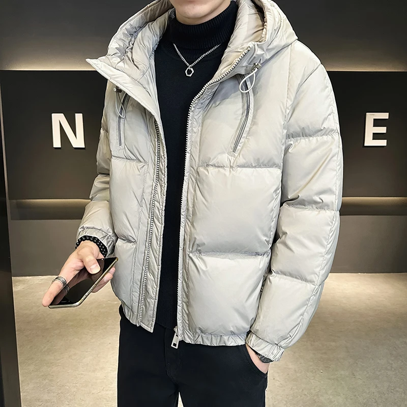 

Solid Color Hooded Duck Down Jackets New 2025 Winter Men's Casual Warm Puffer Coat Outwear Windproof Padded Parkas Tops Clothing