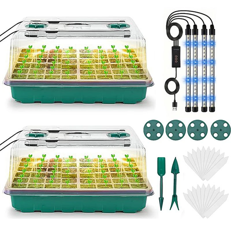 Seed Germination Tray with Grow Light, 96-Well Seed Germination Kit, Dimmable and Automatic Timer.