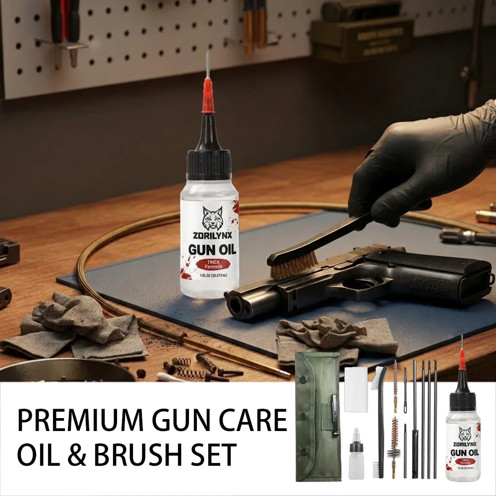 

1oz Gun Maintenance Kit CLP Lubricant Oil Cleaning Brush Rods Patch Set for Pistol Rifle Shotgun Paintball Hunting Airsoft