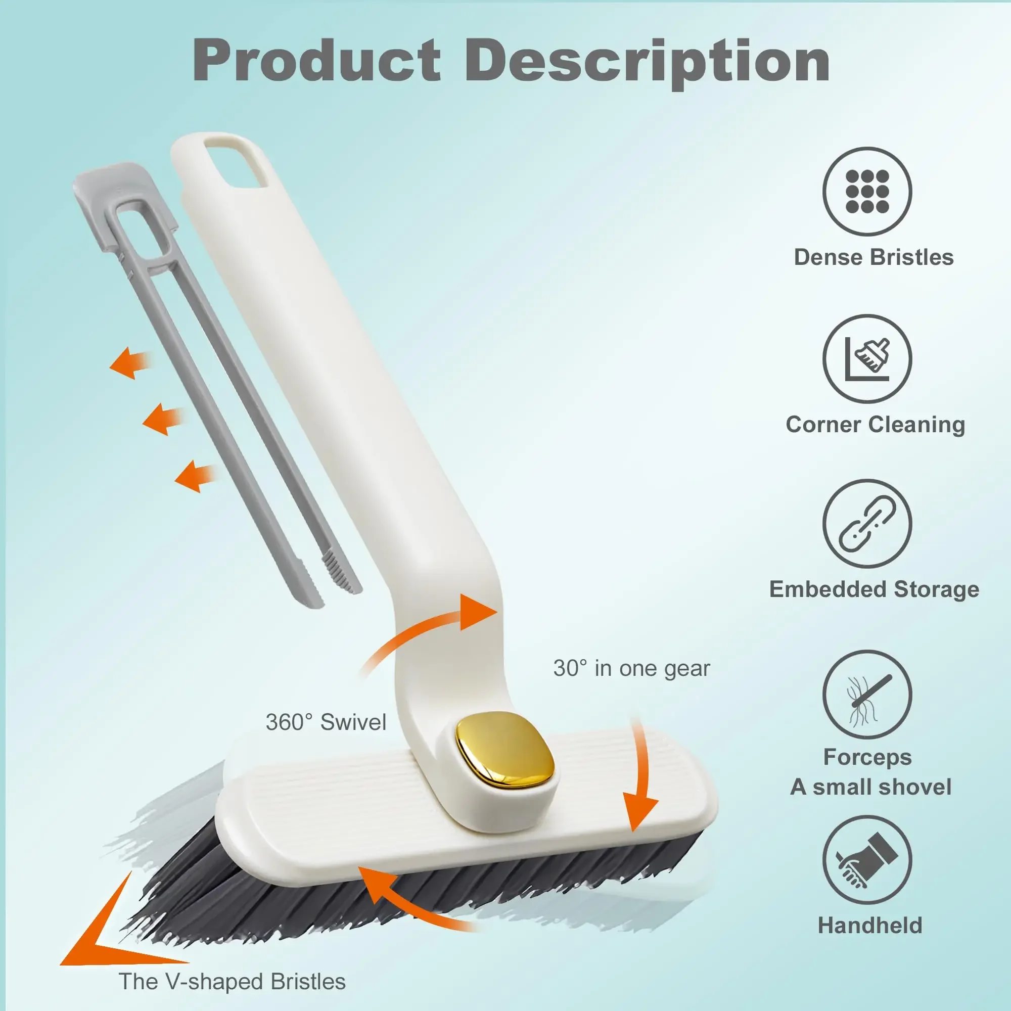 Rotating Crevice Cleaning Brushes, Multi-Purpose Right Angle Brush Scrubbing Kitchen Tearoom Deep Cleaning Edge Corner Brushes