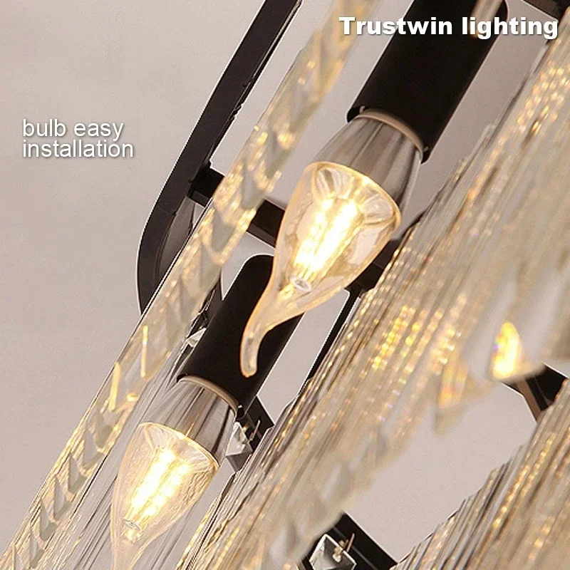 American Retro Vintage Hanging Chain  Dinning Room Crystal Glass Ceiling Pendant Lamp LED