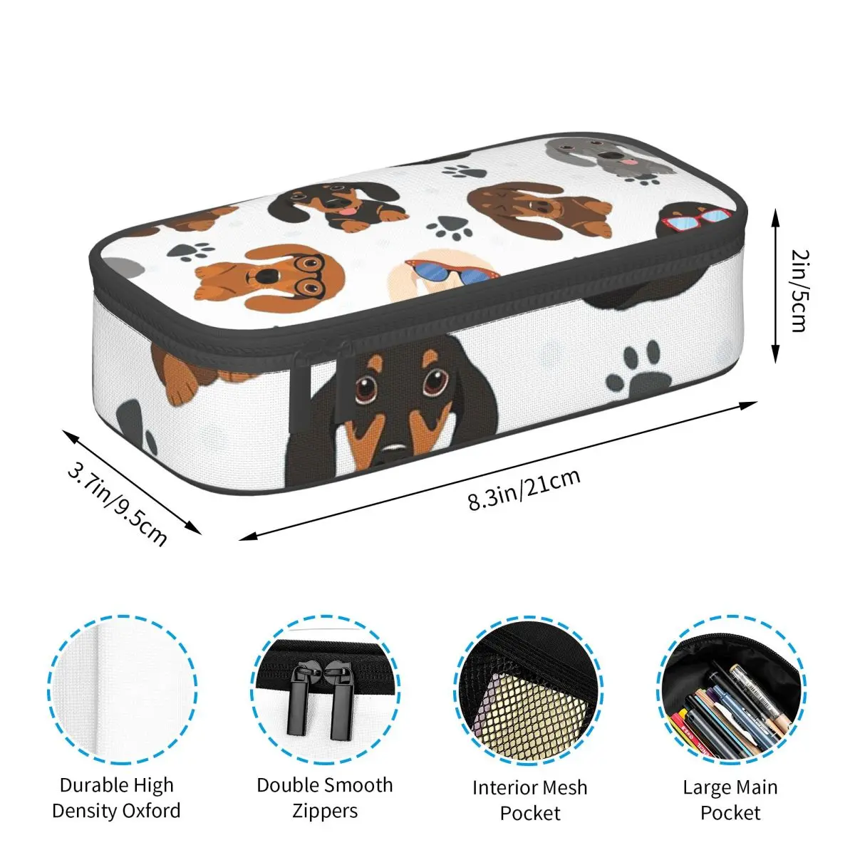 مقلمة Happy Dachshund Sausage Dogs للأطفال صندوق القلم المدرسية حقيبة أقلام رصاص لوازم القرطاسية حقيبة حامل القلم