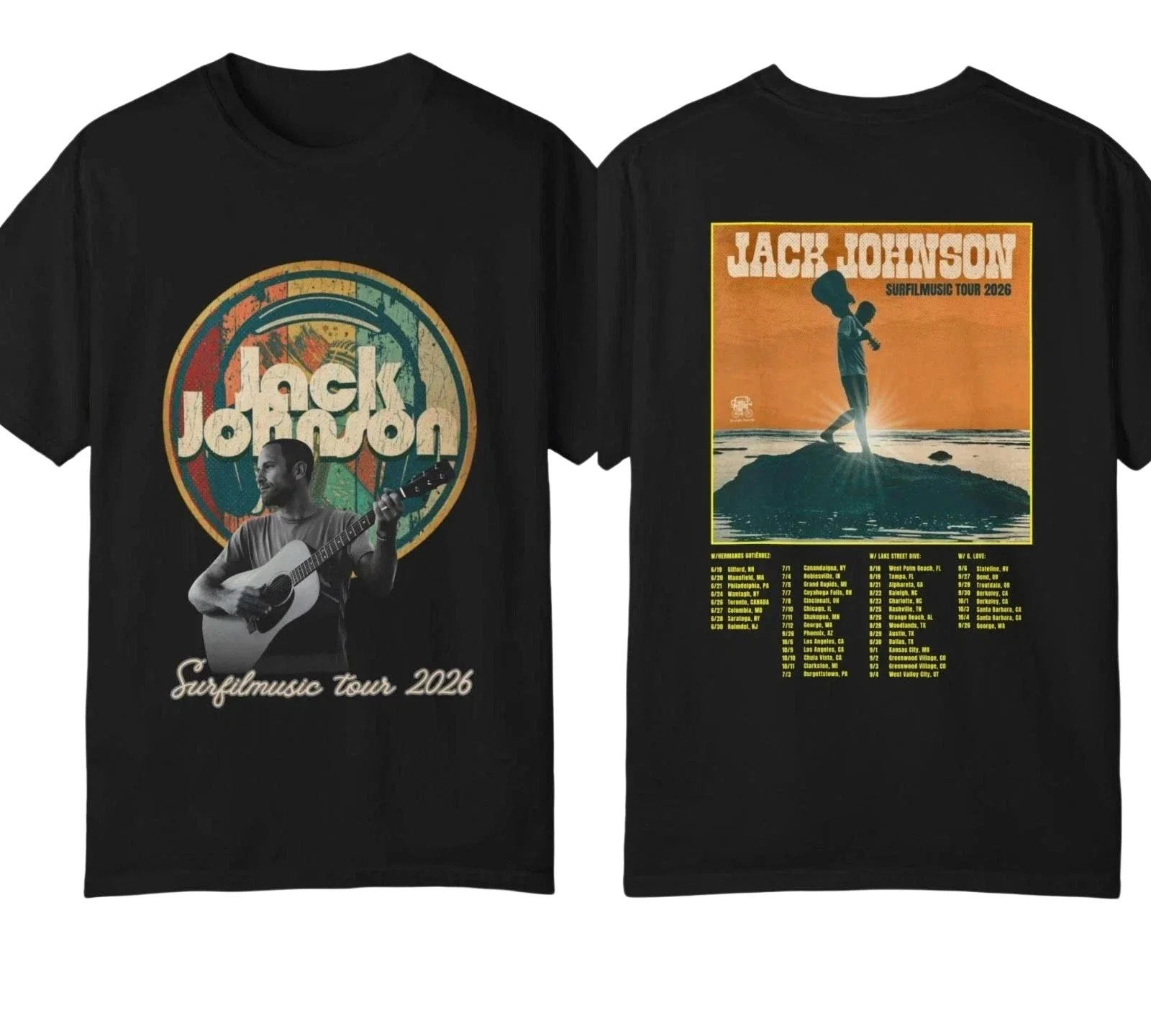 2026 summer Jack Johnson SURFILMUSIC Tour T-shirt Men Women pure cotton Unisex Short Sleeve Casual Tee Y2K Loose shirt