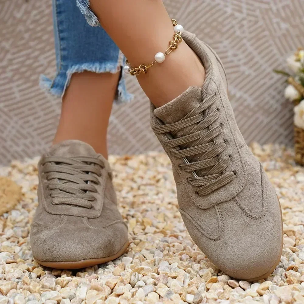 Damen Wildleder Schnürschuhe 2026 Neue Sneakers Runde Zehenkappe Weich Bequem Casual Damen Outdoor Fahr-/Wanderschuhe für Frauen – Detail 7