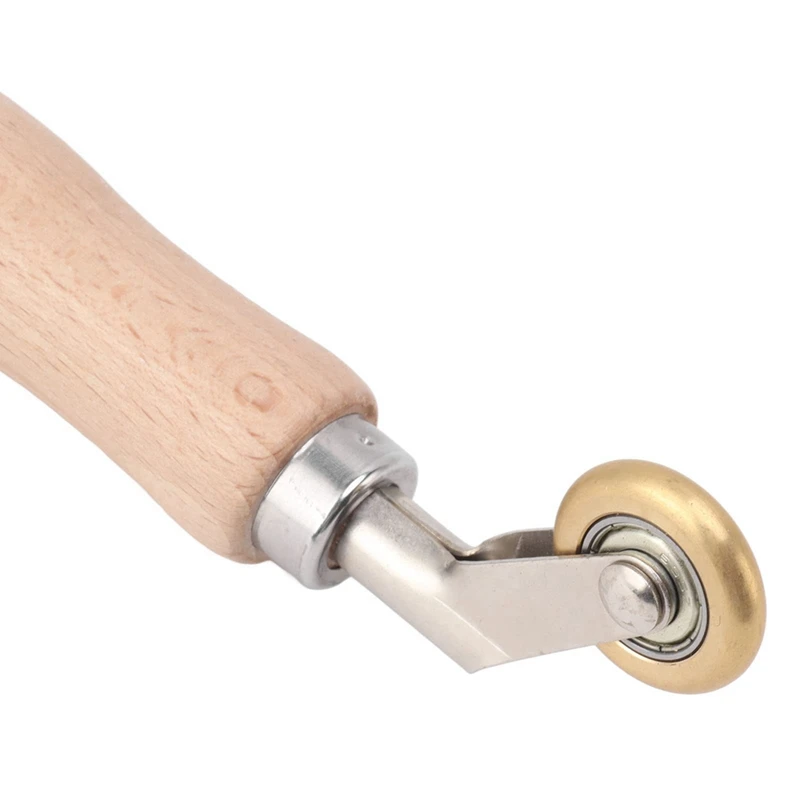 40mm Wallpaper Roller Seam Roller Steel, Wood Handle Silicone Seam Roller Dual Use Brass Wheel for PVC Welding B image 2