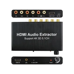 4K@30Hz HDMI-compatible Audio Extractor 5.1CH 4K 3D Coaxial to RCA AC3/DST to 5.1 Amplifier Analog Converter for PS4 DVD HDTV