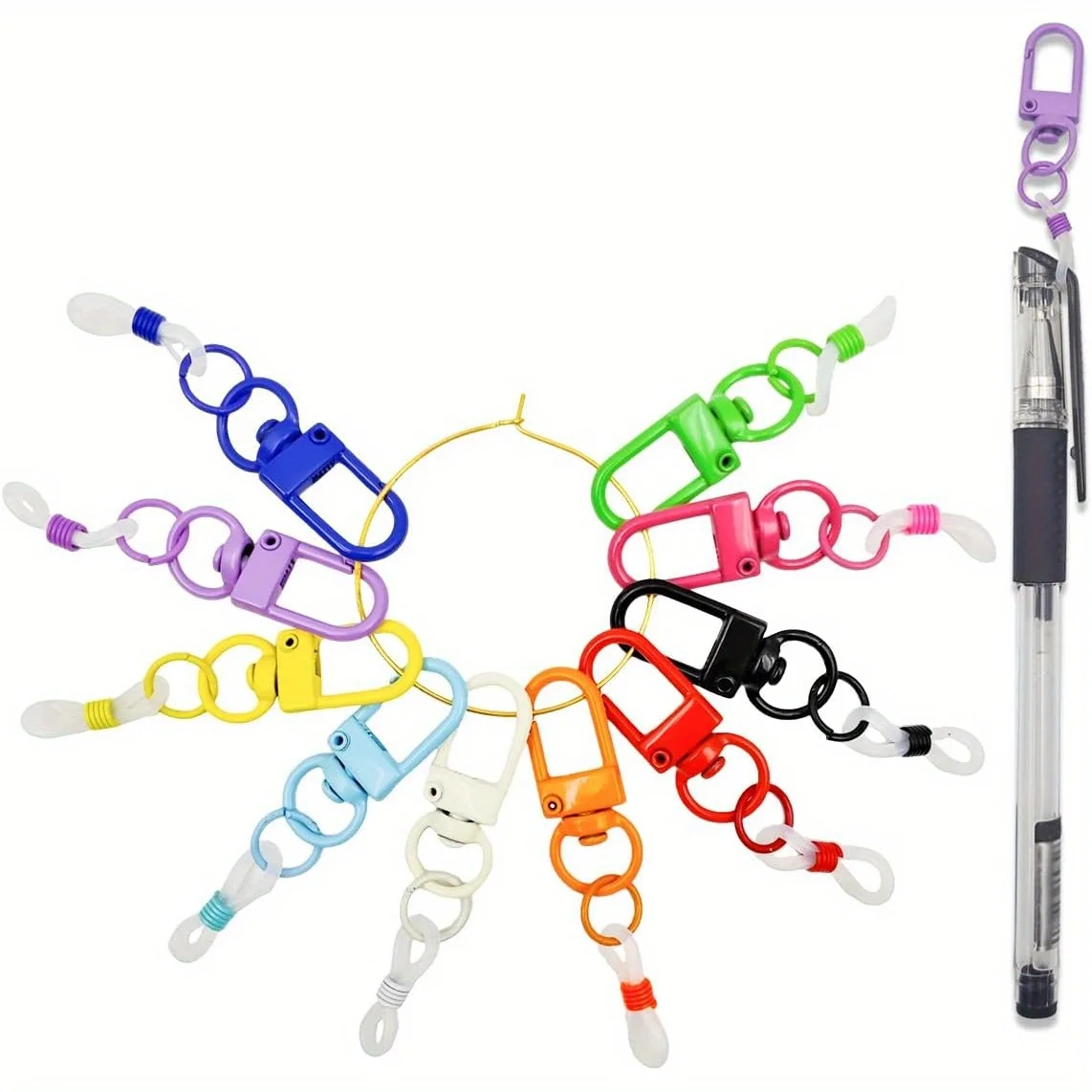 

10 PCS Mini Colored Pen Clip, Lanyard Badge Roller Pen, Nurse Badge Accessory (for 0-20 mm diameter pens)