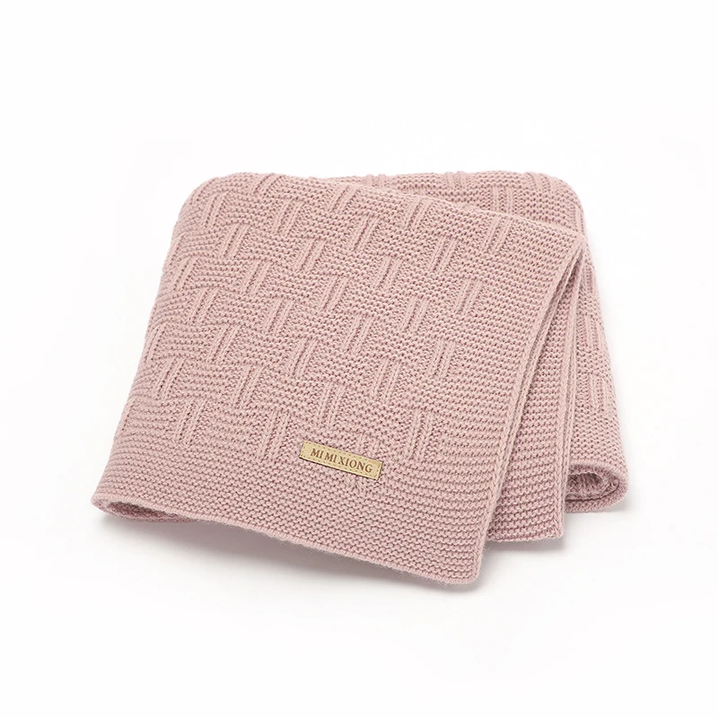 

Newborn Baby Blankets Fashion Solid Knitted Girl Boy Bedding Quilt 90*70CM Plaid Infant Stroller Swaddling Soft Sleepsack Covers