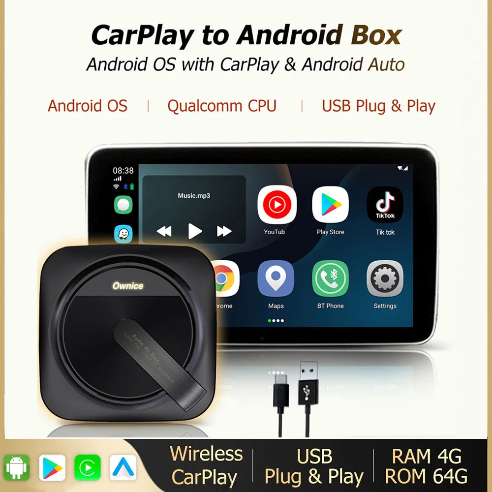 Mini Android Box Wireless Carplay Ai Box Car Multimedia Auto Audio Netflix spotify for Volkswagen Kia Toyota Benz Audi BMW Honda