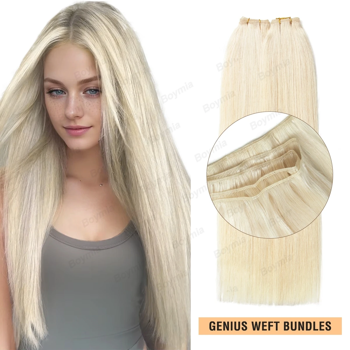 40G/Bundle Human Hair Bundles Nature Straight Sew in Genius Weft DIY Hair Extensions Real Hair Bundles for Women 12''16