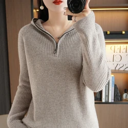 2024 Autumn/Winter Women's Cashmere Sweater Hoodie Pullover Bottom Thickened Cashmere Sweater Thickened Sweater Women's Top