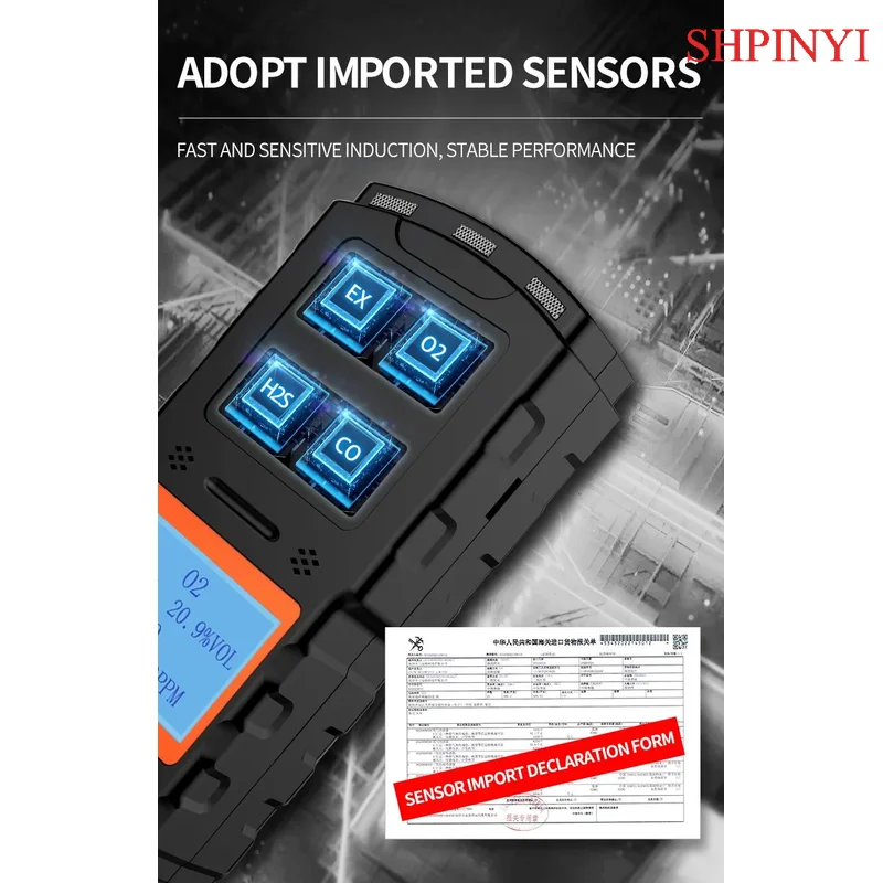 アイケシ4ガス検知器コンビネーションマルチガス4ガスアラートマイクロクリップマルチ検知メーター表示