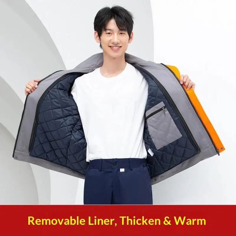 Winter Welding Jacket Uniform Men's Workshop Construction Machinery Clothing Thickened Cold Resistant Workwear Printed LOGO