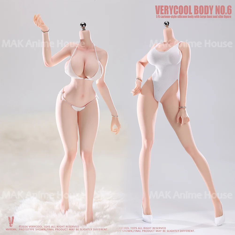 

2026 Q2 VERYCOOL VCD-06 1/6 Large Bust Slender Waist Plump Platinum Silicone 12"Female Soldier Feet Connected Action Figure Body