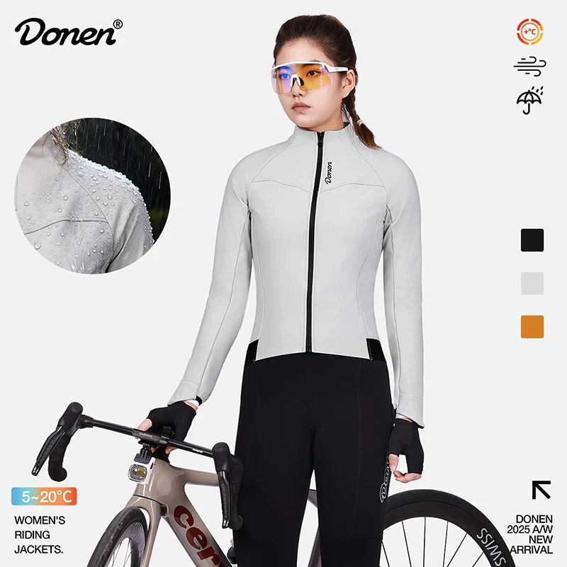 

DONEN Cycling Jacket Women Winter Breathable Fleece Warm Windproof Waterproof Long Sleeve MTB Road Bike Top Clothing