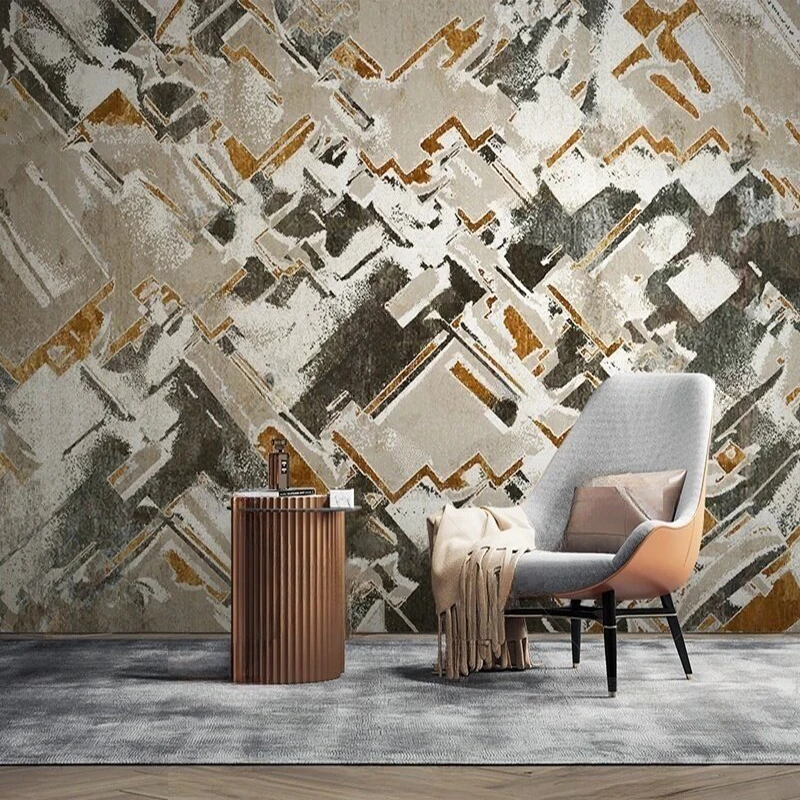 MU8853 Modern simple abstract geometric living room TV background wall painting soft and hard decoration