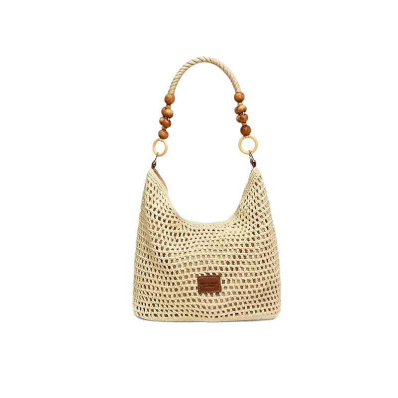 

Handmade Crochet Cotton Woven Bag, Women's Large Capacity Shoulder Bag, Versatile Commute Tote Bag, Ladies Handbag