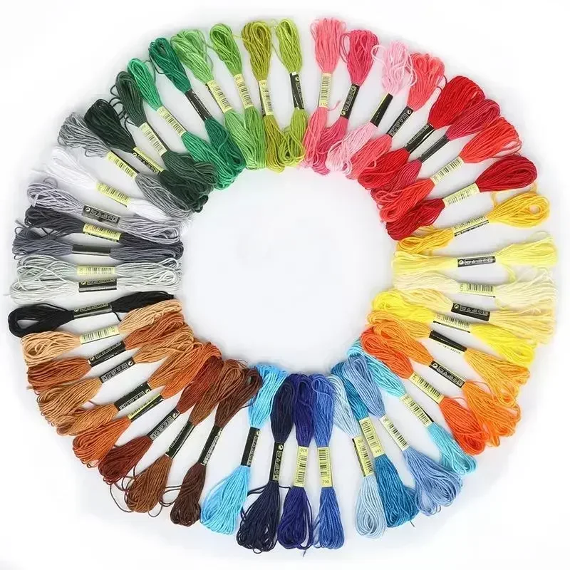8lot 7.5m Silk Line Cotton Cross Stitch Thread Sewing Kit