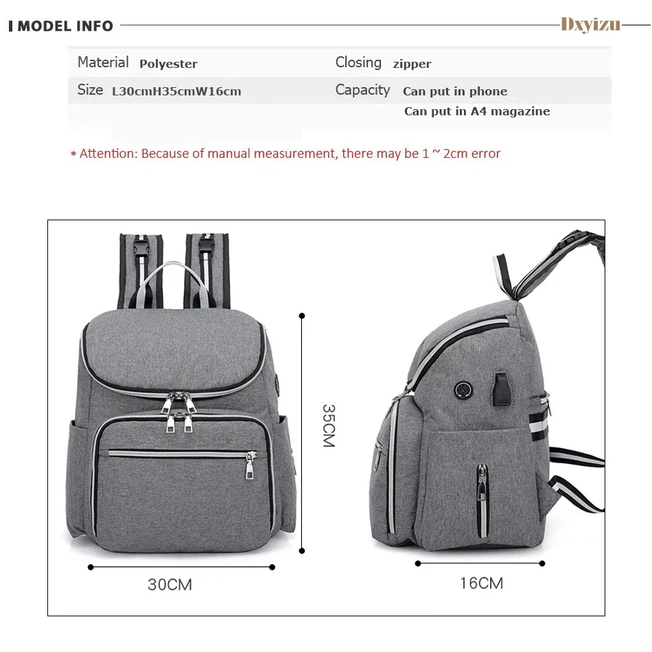 Fashion Usb Charging Unisex Backpack Women Casual Polyester Backpacks Male Travel Bags Woman Solid Black School Bag For Boy/girl