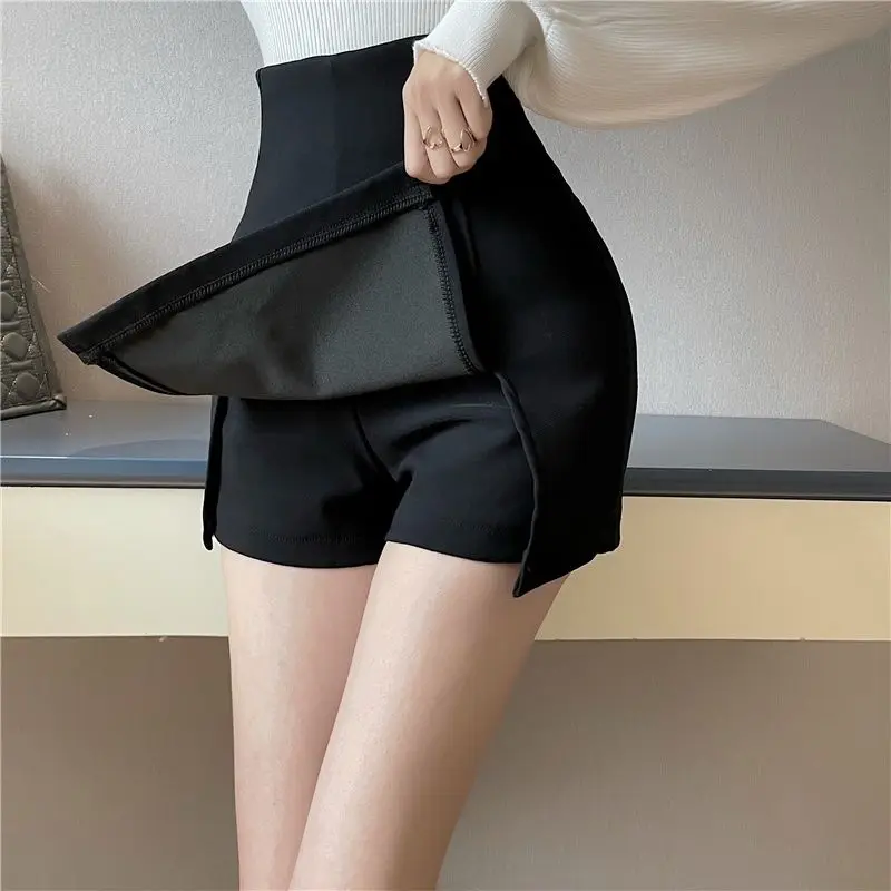 Shorts Skirts Women Side-slit Black S-4XL Design Sexy High Waist Slim Sweet JK Ulzzang Zip-up Hip Elegant Office Lady Aesthetic