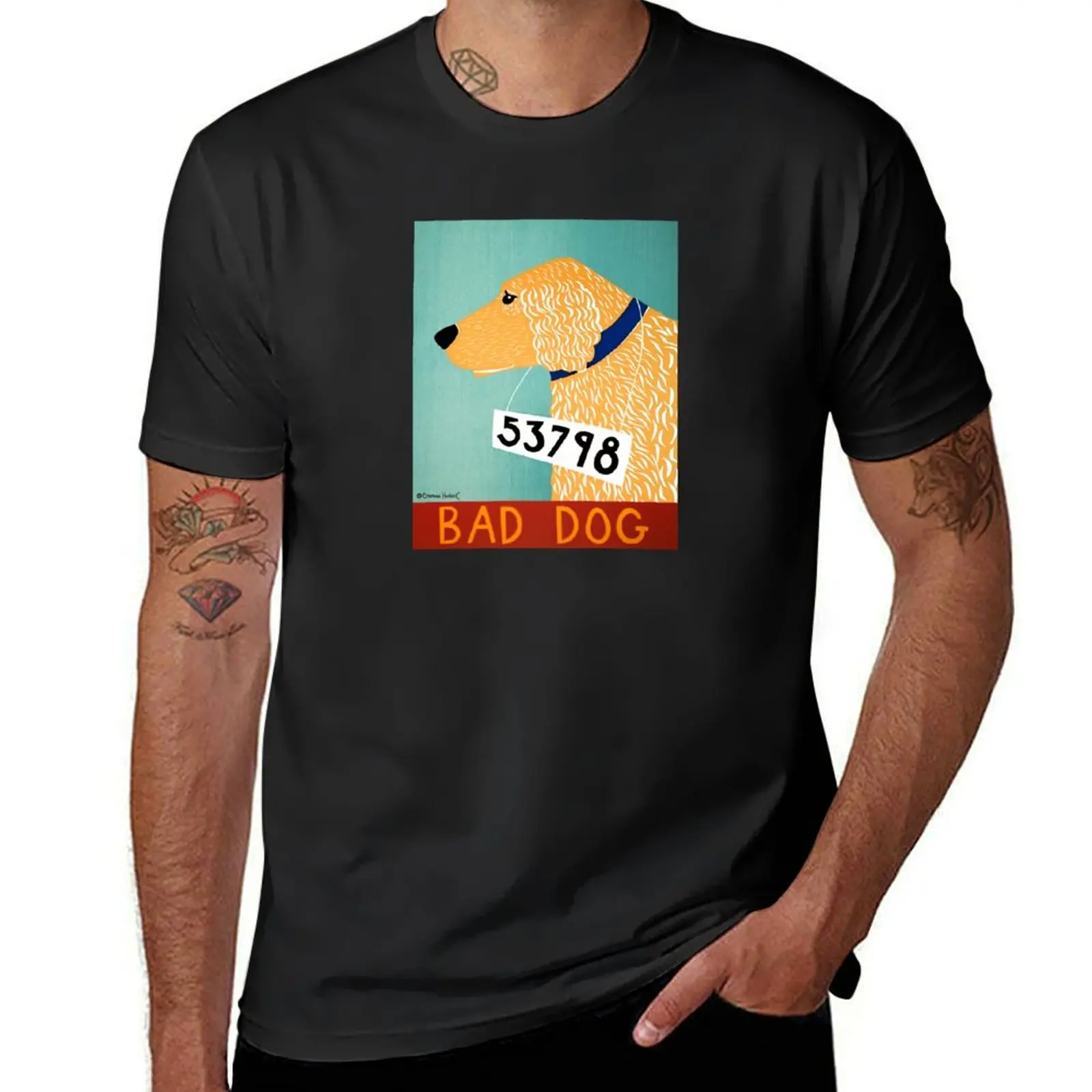 

Bad Dog Golden Retriever - Stephen Huneck Funny Dog T-Shirt quick drying animal prinfor boys tops t shirt men