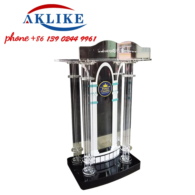 Modern Pulpit Simple Design Acrylic Lectern Clear Plastic Pulpit Bible Top Table Outdoor Wedding Lectern