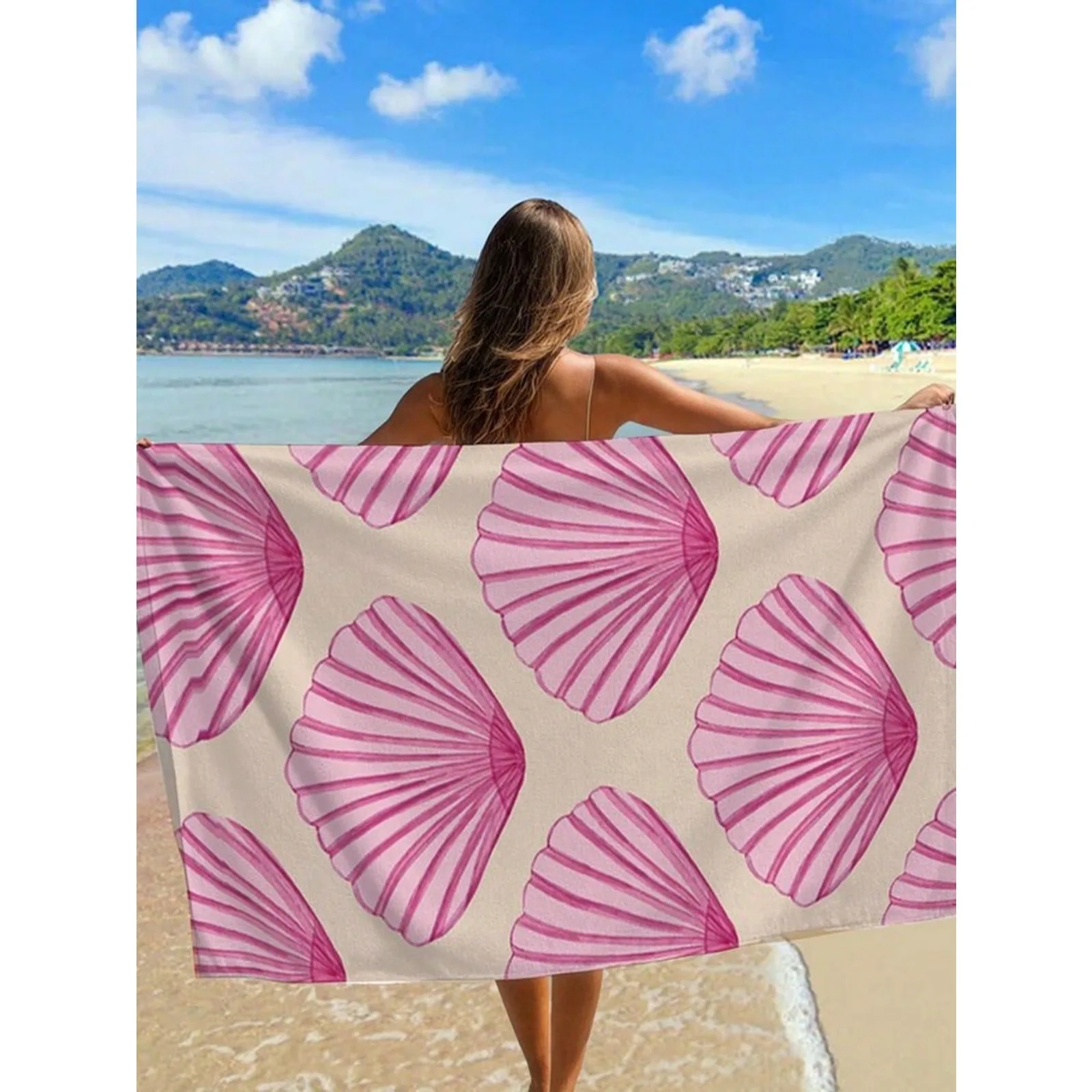 

SeaS1H1ell Beach Towel, Pink SeaS1H1ells, Cotton Blend, Summer VaC1Ation312g Beach Towel Suitable For All People, Whether WoM1en Or M1enhighquality AbS1orbent Fabric Suitable For All SeaS1ons,S1oft To The Touch But Built To LastQuickdryingtops Summer VaC1