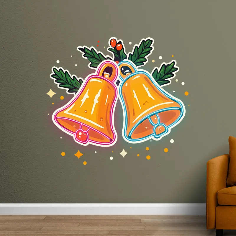 Christmas Bells Neon Sign, Creative Wall Hanging Neon Light, Home Festival Atmosphere Decor Light