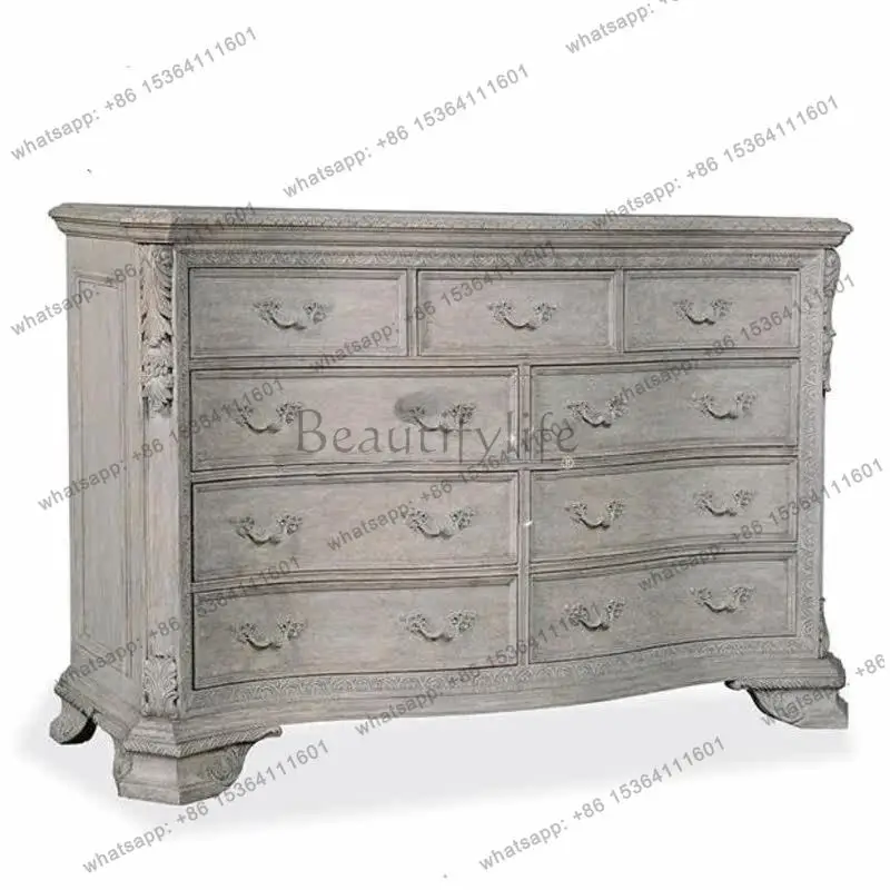 LD American retro dining side cabinet porch carving old cloakroom furniture