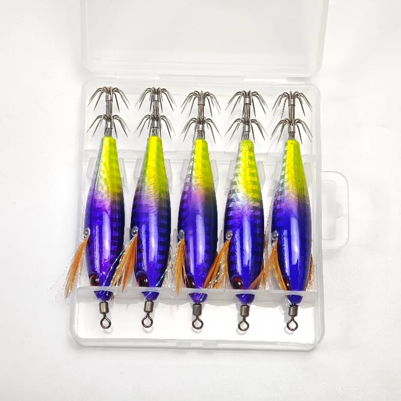 5pcs/Box Horizontal Squid Jig Egi Set Simulation Shrimp Fishing Lure  Luminous Octopus Cuttlefish Sea Fishing Tackle view 2