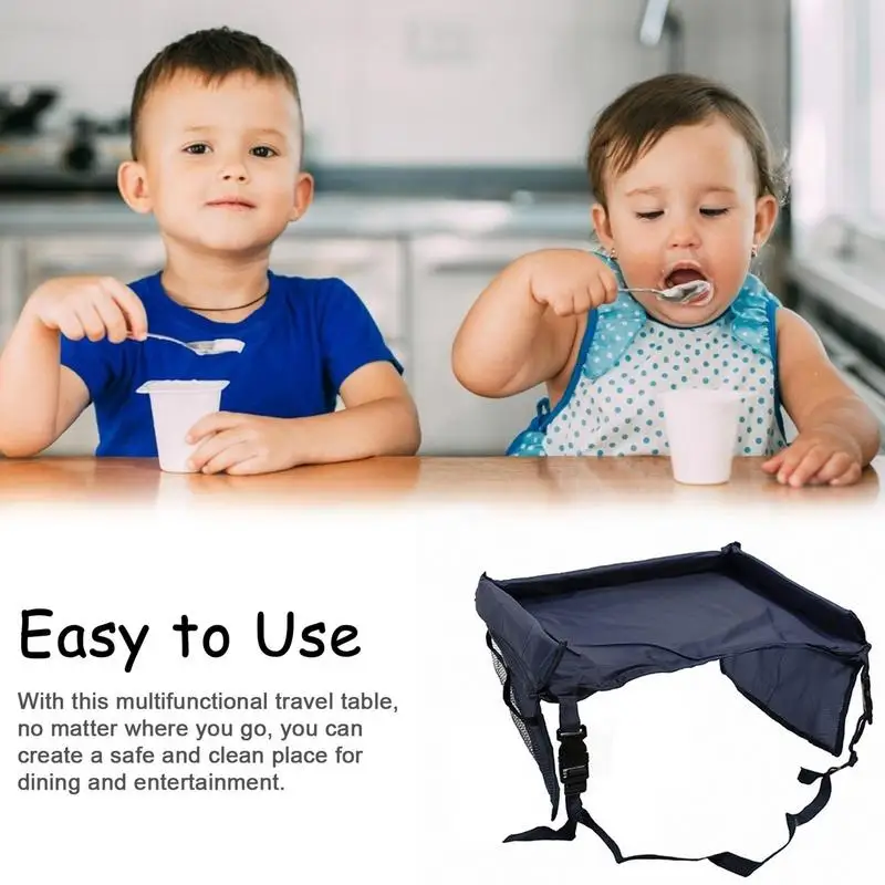 Car Seat Travel Tray Safety Seat Play Table Organizer Storage Snacks Toys Cup Holder Waterproof For Baby Children Kids Stroller