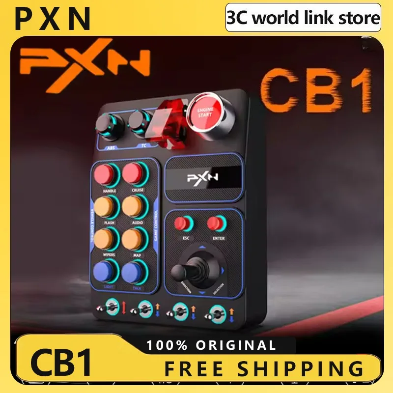 

PXN CB1 Simulator Race Central Control Box 30Programmable Button Linkage Lever One Click Start Stop RGB Panel for PC