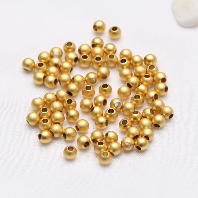 100 pcs 18k Gold Plated Sand gold Spacer Beads Bracelet Necklace  DIY Jewelry Making Accessories 2.5 3 4 5 6mm
