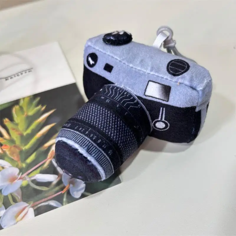 1/2 pièces mignon dessin animé drôle caméra en peluche poupée en peluche porte-clés sac pendentif créatif sac à dos suspendus ornements porte-clés cadeaux