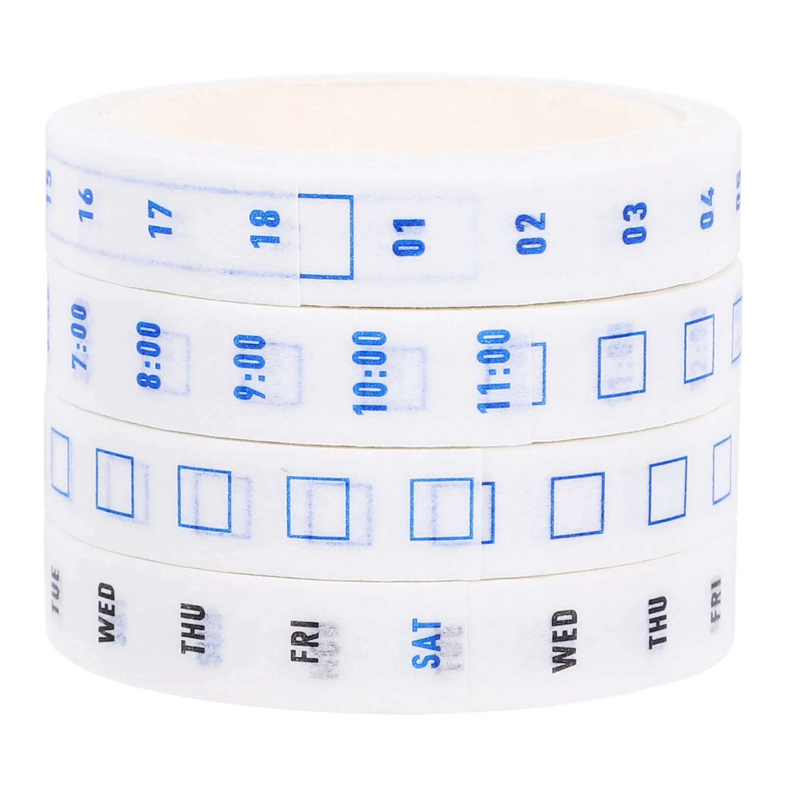 4 rolki Time Washi Tape Dekorowanie Scrapbooking Serwetki Uchwyty Data Dzień Papierowe szpilki do klapy Dekoracyjne taśmy samoprzylepne tygodniowe