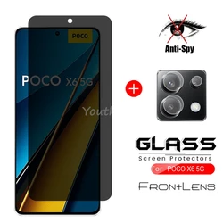 Privacy Screen Glass Xiaomi POCO X6 Glass Anti-Spy Protector Flim POCO X6 Tempered Glass Camera Protector Flim POCO X6