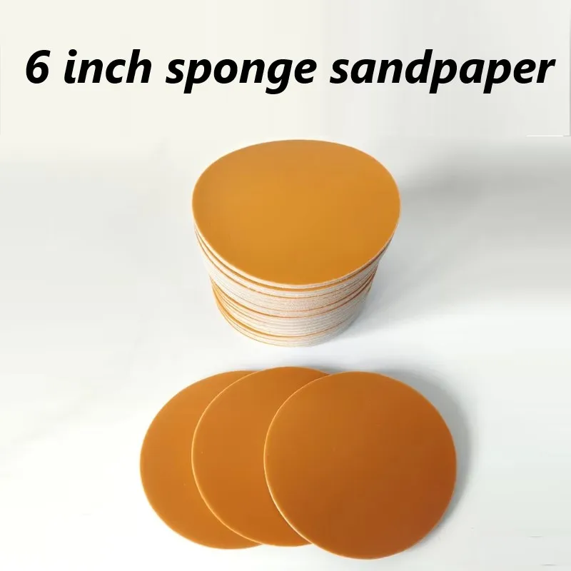 6 Inch Sponge Sandpaper Dry Grinding Velvet Back Car Sheet Metal Spray Painting Polishing 150MM Sheet for Smooth Finish