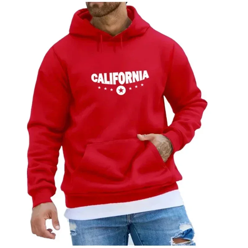 

California Design Hoodies Hip Hop Style Streetwear Man Fashion Pocket Sweatshirt Autumn Fleece Comfortable Hoodie