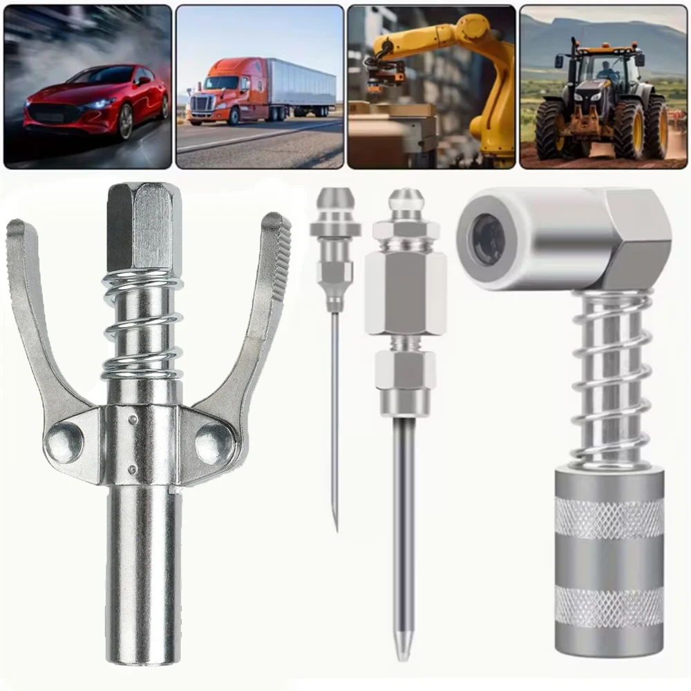 

4Pcs Grease Needle Accessory Set Anti Leaking Solid Machinery Grease Nozzles Two Press Easy To Push Coupler Parts Set