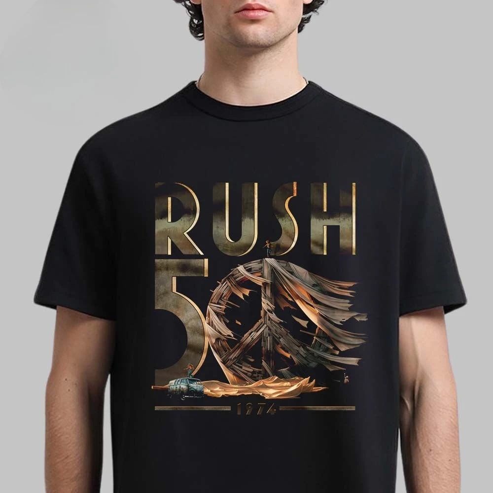 Rush 50th Anniversary Unisex Cotton Band Shirt Summer Short Sleeve Fashion Luxury Casual Vintage T-Shirt Men's Clothing