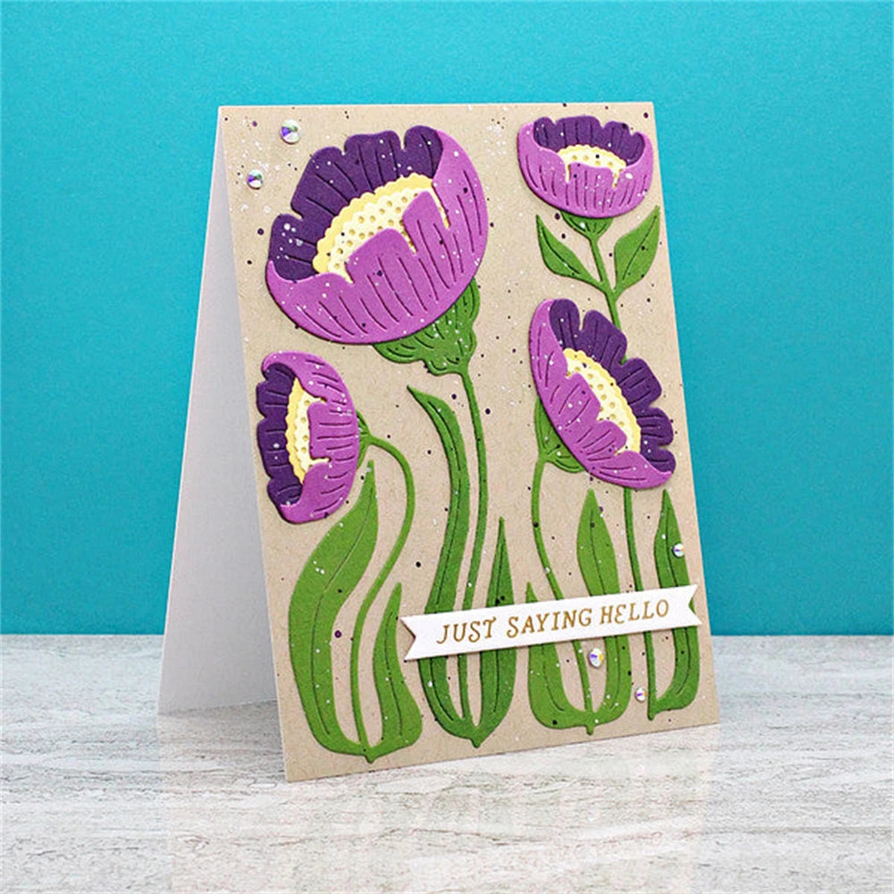 Tropics Tulips Metal Cutting Dies,Embossing Diecut For DIY Card Making Scrapbooking Photo Album Crafting Supplies Template
