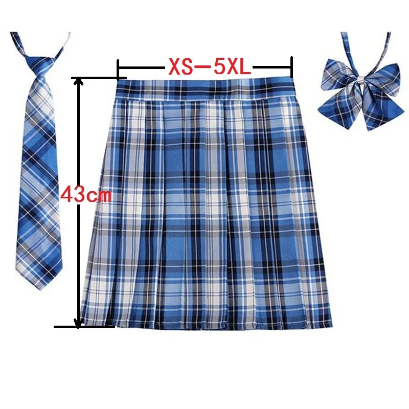 Women Plaid Pleat Skirt With Necktie Bowtie  Harajuku Preppy Mini Japanese School Uniforms Girls Summer Jupe Kawaii Skirt