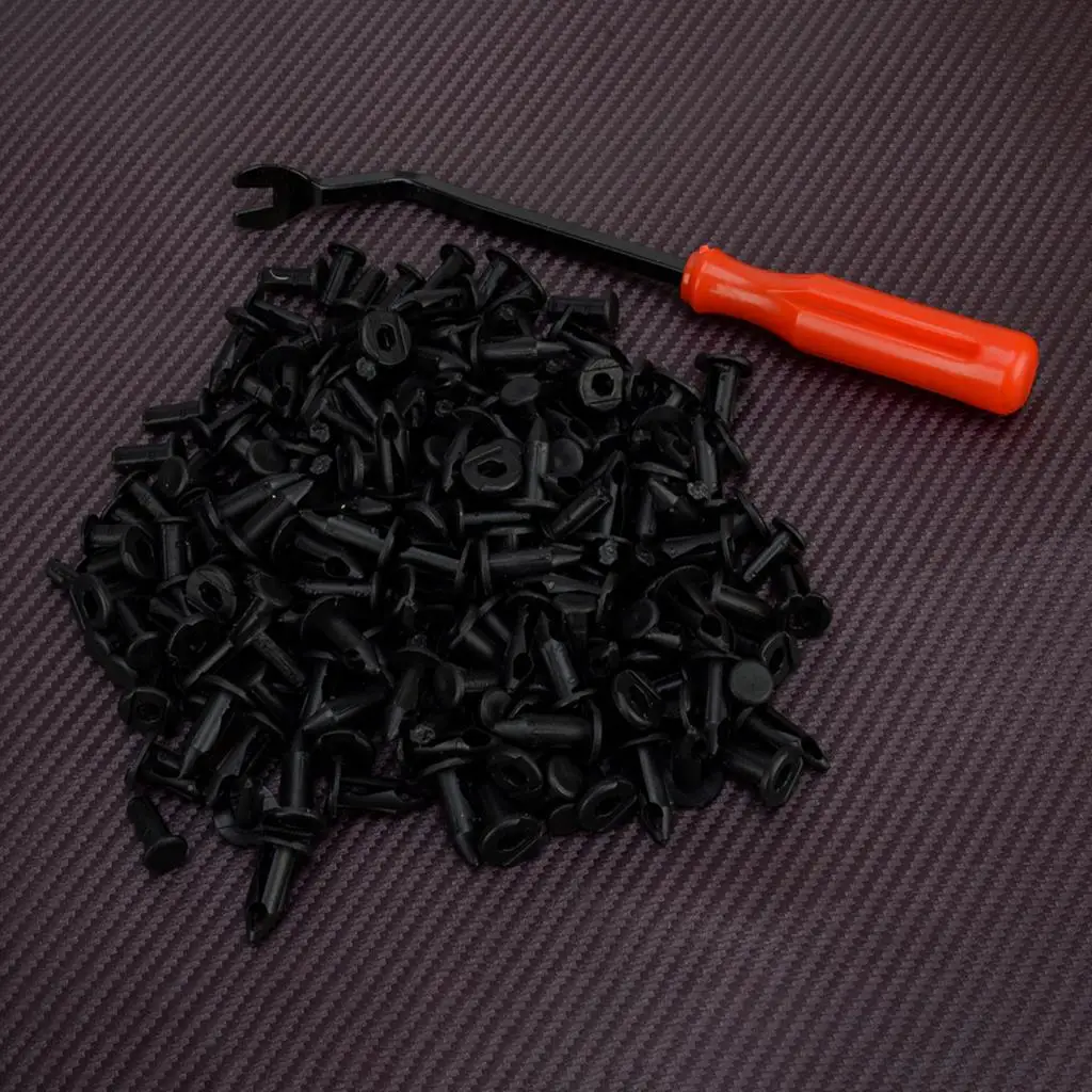 

100Pcs Nylon Fender Clip Body Rivet Fastener & Removal Tool Fit for Honda 250Ex 300Ex Suzuki Kawasaki Polaris UTV Rangers RZR